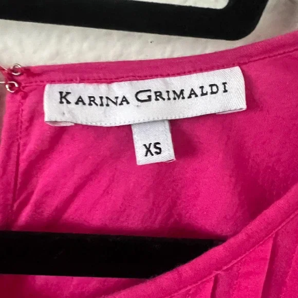 Karina Grimaldi Sz XS Carol Pink Mini Dress Eyelet Puff Sleeves 100% Cotton Boho - Picture 3 of 12